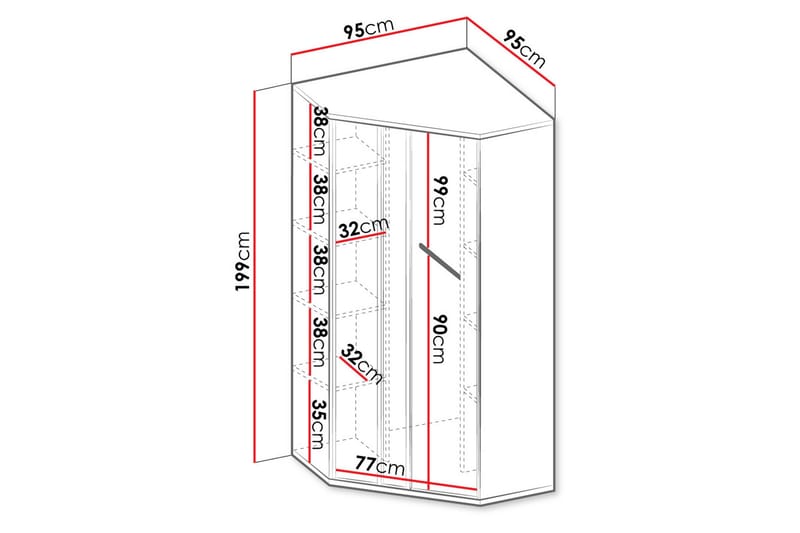 Metropolitan Garderob 95x199 cm - Brun/Vit/Ljusgrå/Svart - Förvaring - Garderober & garderobssystem - Garderobsskåp
