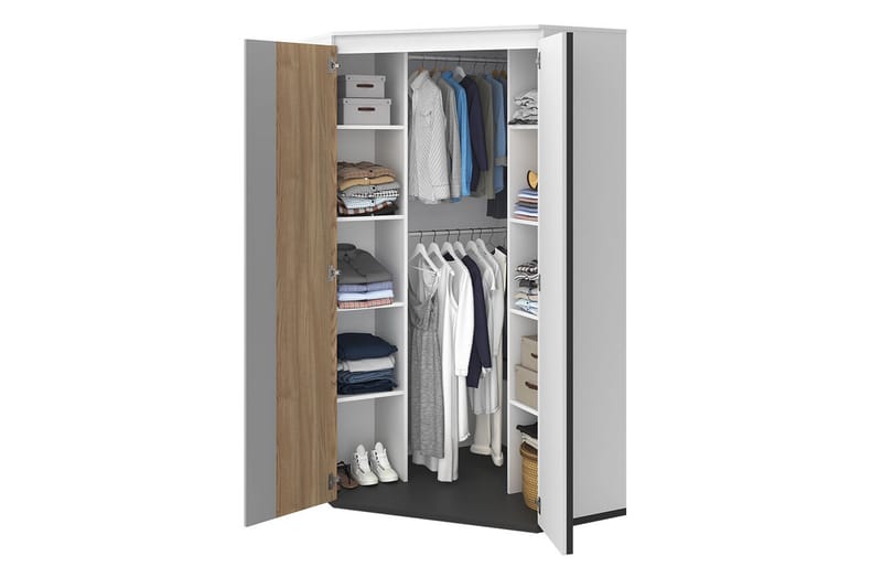Metropolitan Garderob 95x199 cm - Brun/Vit/Ljusgrå/Svart - Förvaring - Garderober & garderobssystem