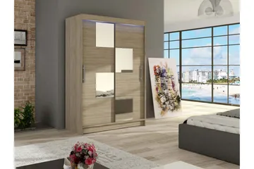 Miami Garderob 120x58x200 cm - Beige/Grå - Förvaring - Garderober & garderobssystem
