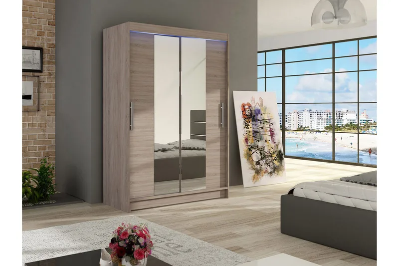 Miami Garderob 120x58x200 cm - Beige/Grå - Förvaring - Garderober & garderobssystem