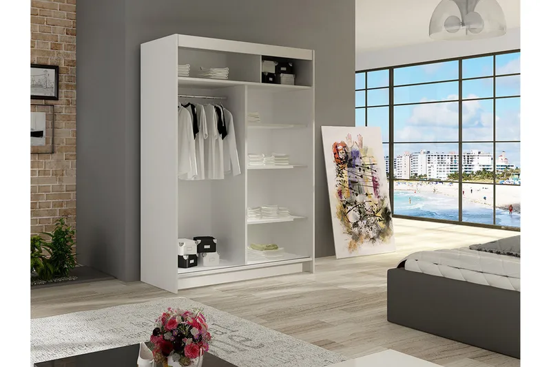 Miami Garderob 120x58x200 cm - Beige/Grå - Förvaring - Garderober & garderobssystem - Garderobsskåp