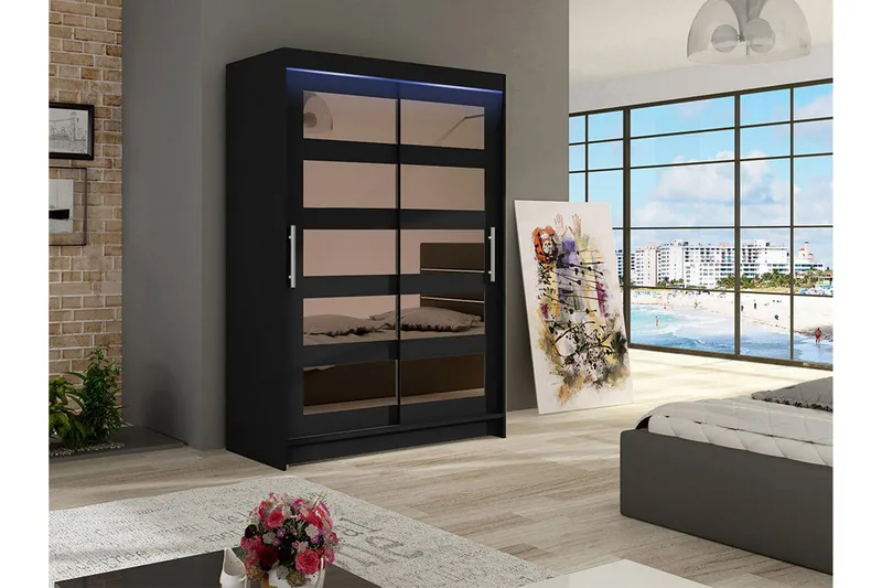 Miami Garderob 120x58x200 cm - Svart - Förvaring - Garderober & garderobssystem