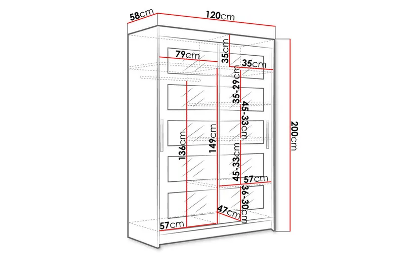 Miami Garderob 120x58x200 cm - Svart - Förvaring - Garderober & garderobssystem