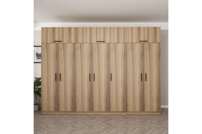 Minar Garderob 315x235 cm - Valnöt - Förvaring - Garderober & garderobssystem