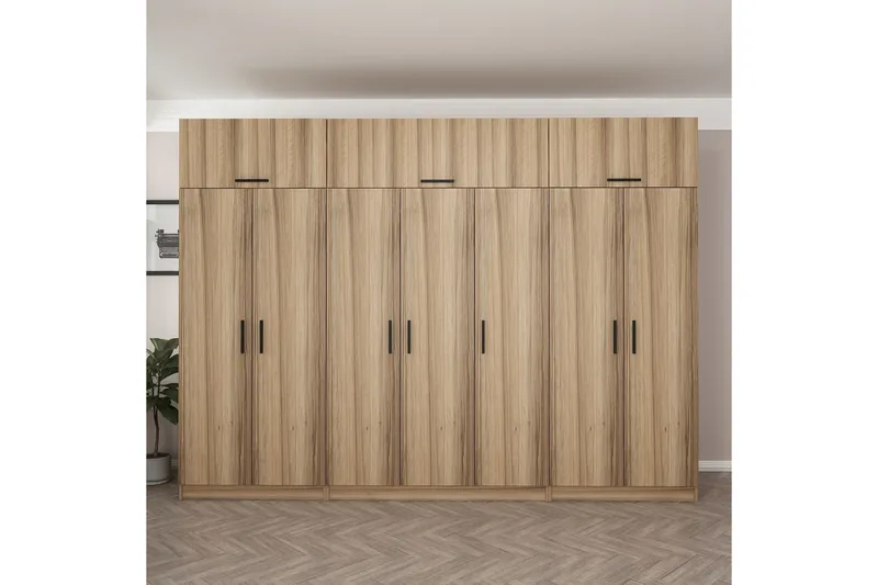 Minar Garderob 315x235 cm - Valnöt - Förvaring - Garderober & garderobssystem