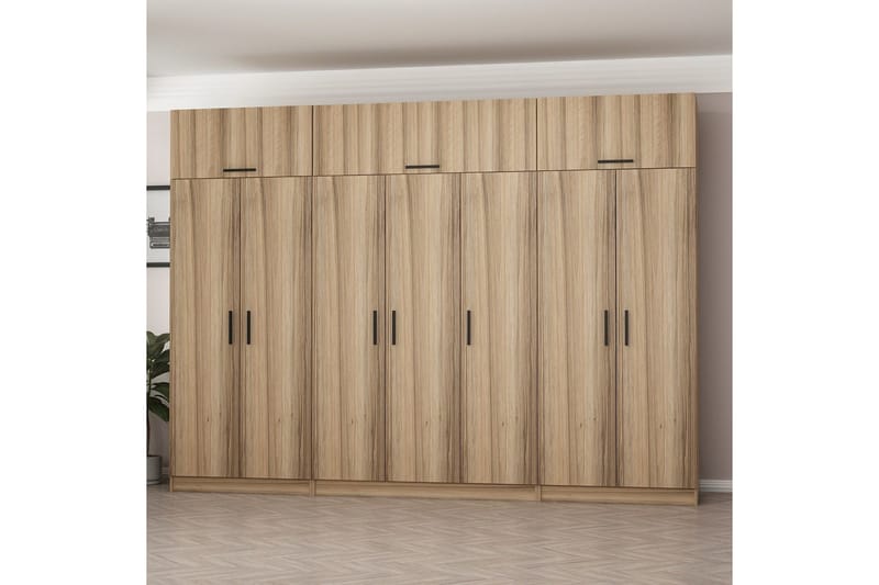 Minar Garderob 315x235 cm - Valnöt - Förvaring - Garderober & garderobssystem