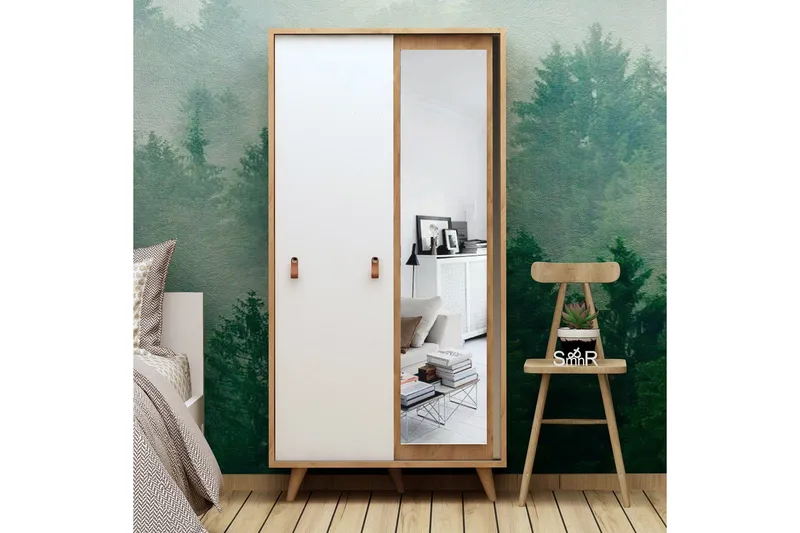 Mod Design Garderob Spegel - Trä/Vit - Förvaring - Garderober & garderobssystem