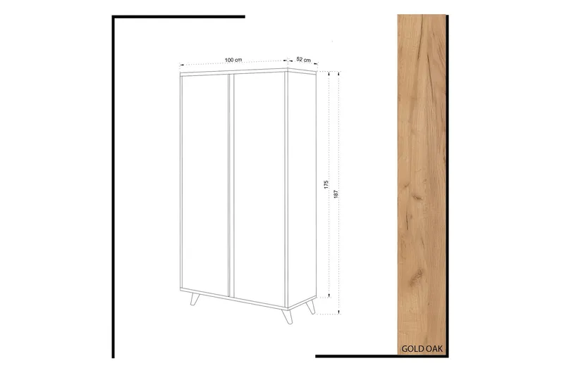 Mod Garderob 100 cm i Målat Trä - Vit|Brun - Förvaring - Garderober & garderobssystem