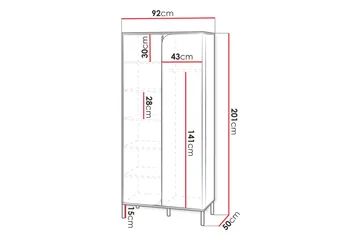 Monfort Garderob 92x201 cm - Beige - Förvaring - Garderober & garderobssystem