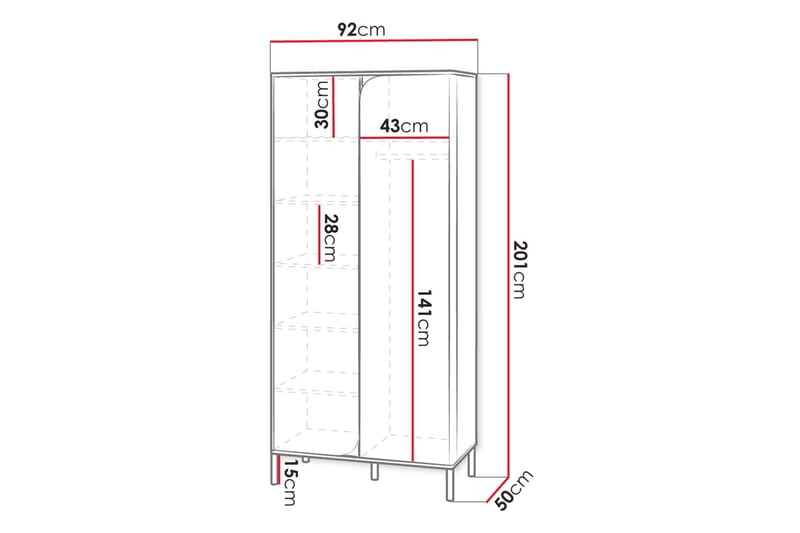 Monfort Garderob 92x201 cm - Beige - Förvaring - Garderober & garderobssystem
