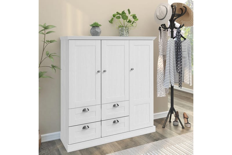 Motala Garderob 122x130 cm - Vit - Förvaring - Garderober & garderobssystem