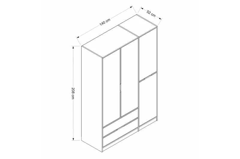 Munna Garderob 140x208 cm - Vit - Förvaring - Garderober & garderobssystem