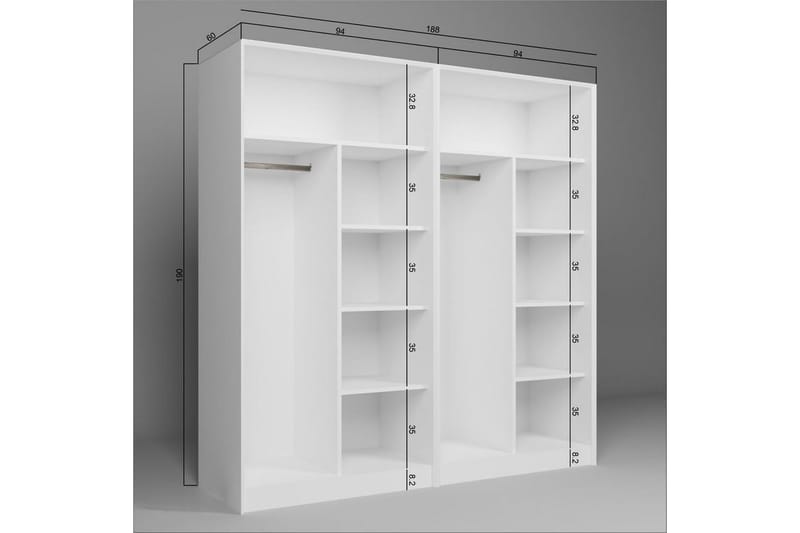 Nagouri Garderob med Lådor 188x190 cm i Trä - Vit - Förvaring - Garderober & garderobssystem