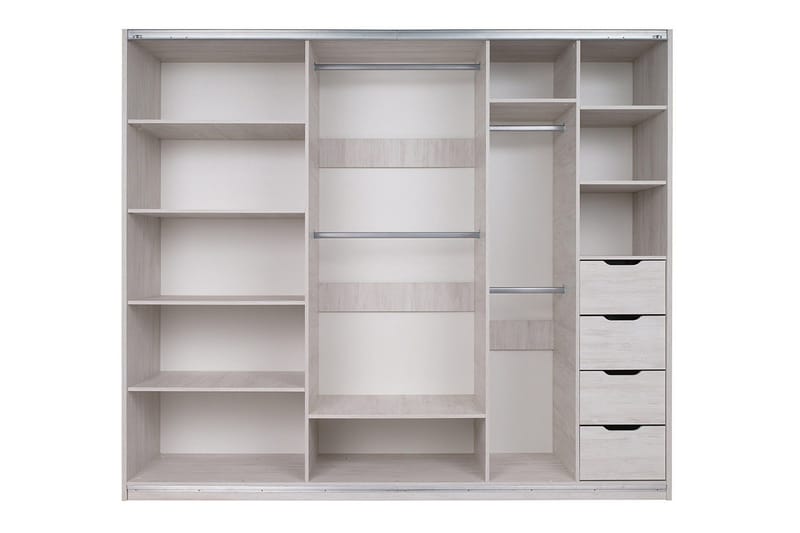 Najera Garderob 250 cm - Ek/Svart Högglans - Förvaring - Garderober & garderobssystem