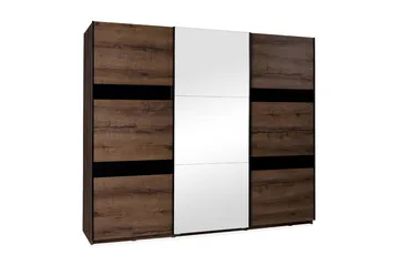 Najera Garderob 250 cm - Ek/Svart Högglans - Förvaring - Garderober & garderobssystem