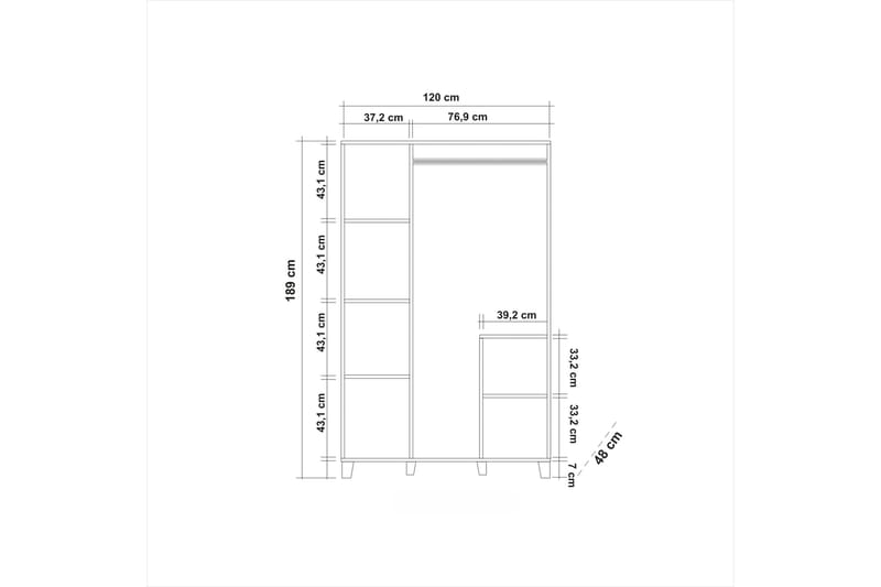 Nancey Garderob 189 cm - Trä/natur - Förvaring - Garderober & garderobssystem