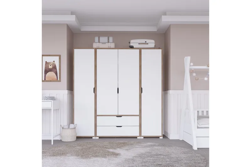 Nordhs Garderob 140x182 cm - Ljusbrun/Vit - Förvaring - Garderober & garderobssystem