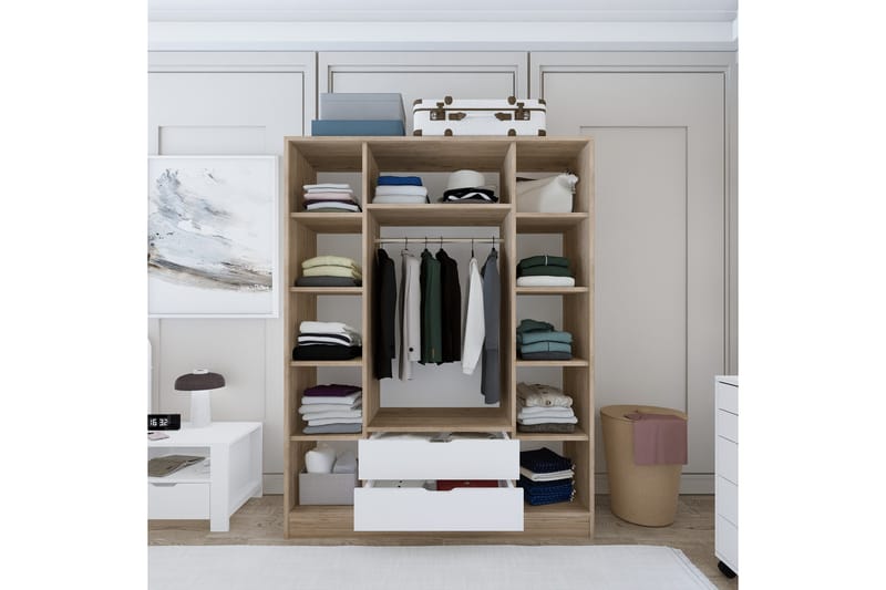 Nordhs Garderob 170x183 cm - Ljusbrun/Vit - Förvaring - Garderober & garderobssystem