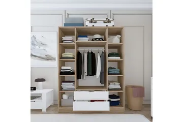 Nordhs Garderob 170x183 cm - Ljusbrun/Vit - Förvaring - Garderober & garderobssystem