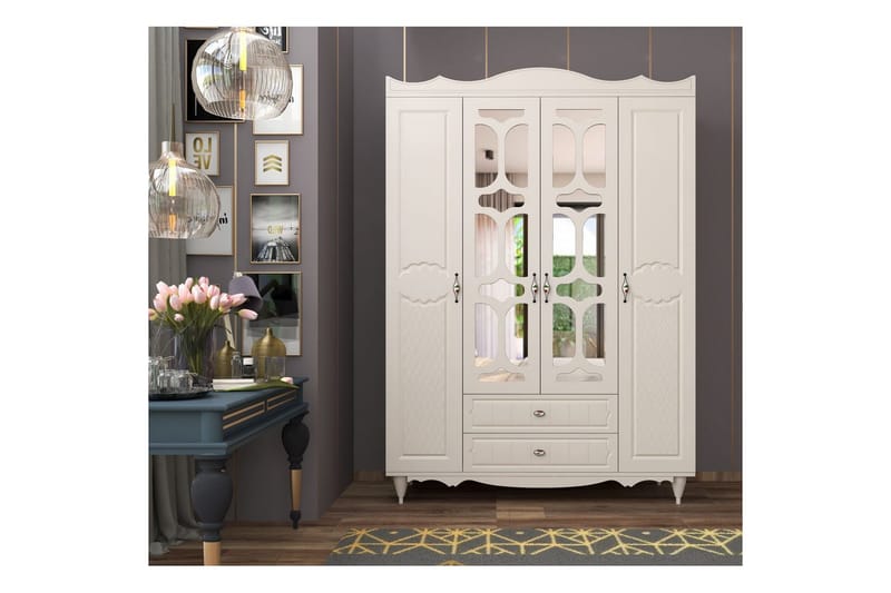 Noric Garderob 140x190 cm - Matt Vit - Förvaring - Garderober & garderobssystem