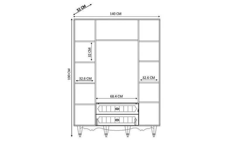 Noric Garderob 140x190 cm - Matt Vit - Förvaring - Garderober & garderobssystem