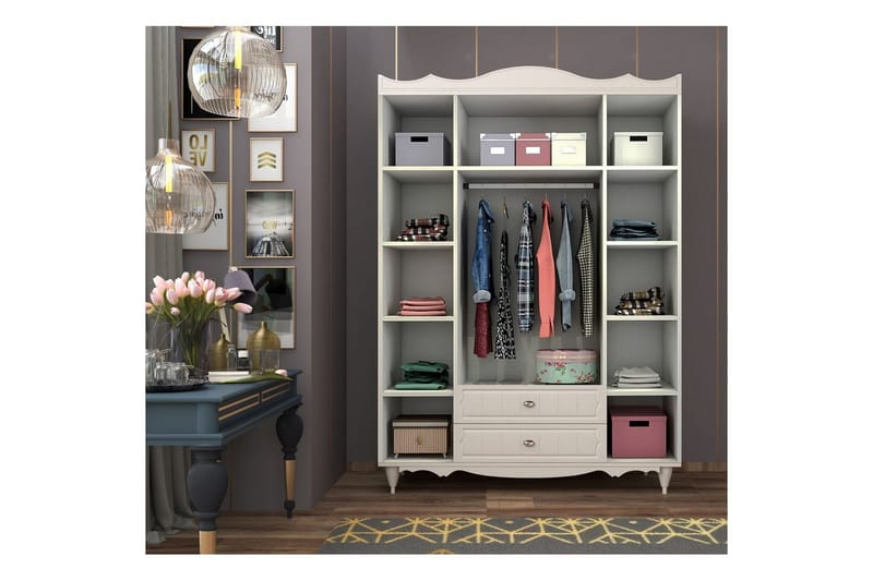 Noric Garderob 140x190 cm - Matt Vit - Förvaring - Garderober & garderobssystem