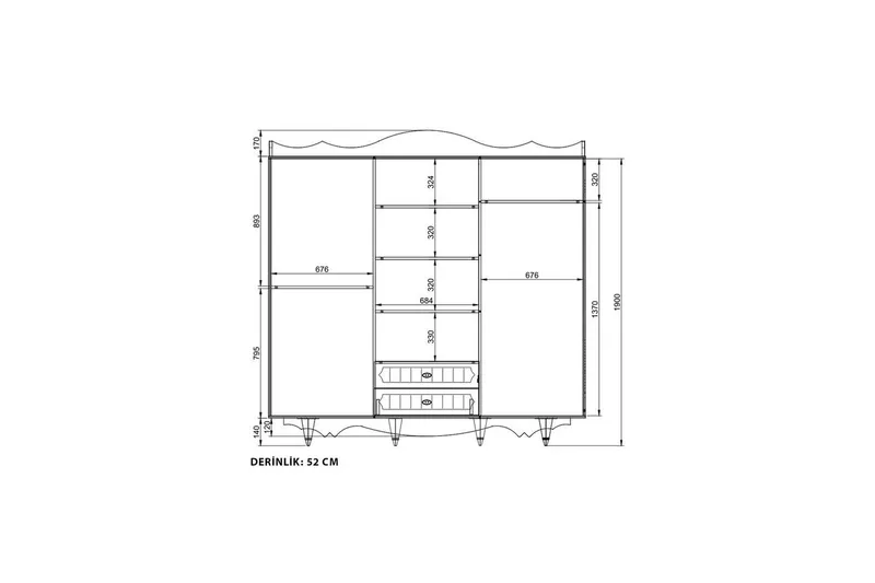 Noric Garderob 210x190 cm - Matt Vit - Förvaring - Garderober & garderobssystem