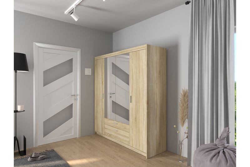 Norrbyn Garderob med Spegel 53x190x176,3 cm - Sonomaek - Förvaring - Garderober & garderobssystem
