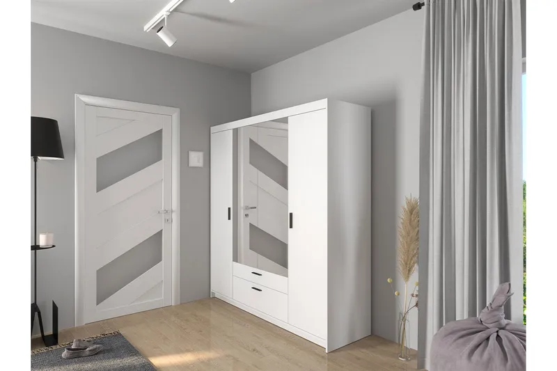 Norrbyn Garderob med Spegel 53x190x176,3 cm - Vit - Förvaring - Garderober & garderobssystem