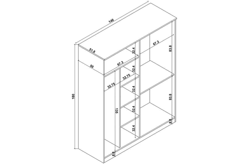 Olera Garderob 140x180 cm - Natur - Förvaring - Garderober & garderobssystem