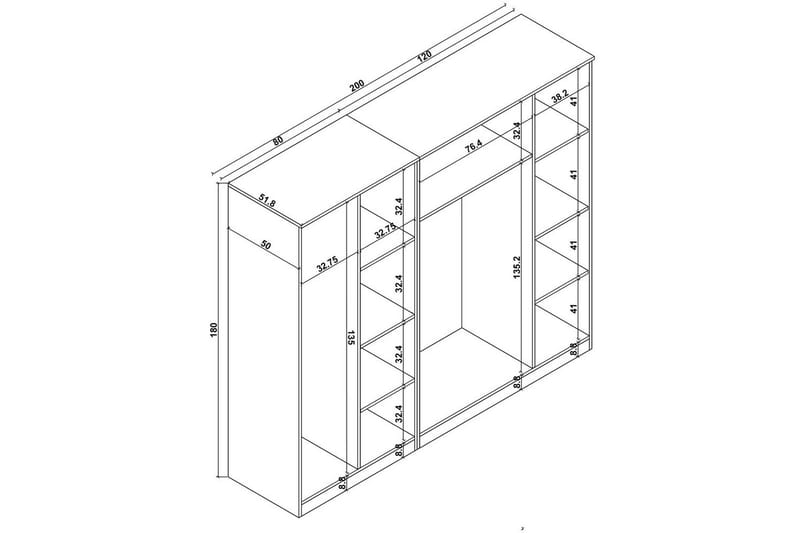 Olera Garderob 200x180 cm - Natur - Förvaring - Garderober & garderobssystem