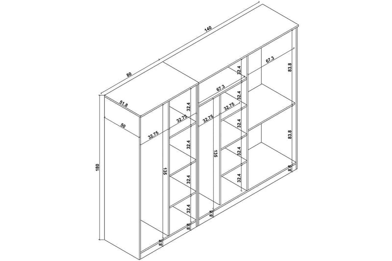 Olera Garderob 220x180 cm - Natur - Förvaring - Garderober & garderobssystem