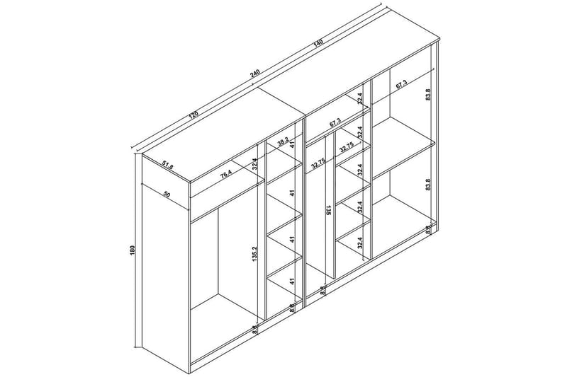 Olera Garderob 280x180 cm - Natur - Förvaring - Garderober & garderobssystem