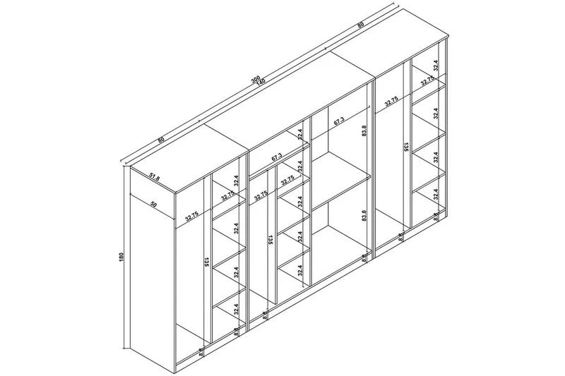 Olera Garderobsskåp 300x180 cm - Natur - Förvaring - Garderober & garderobssystem - Garderobsskåp