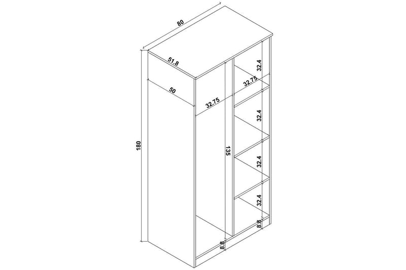 Olera Garderobsskåp 80x180 cm - Natur - Förvaring - Garderober & garderobssystem