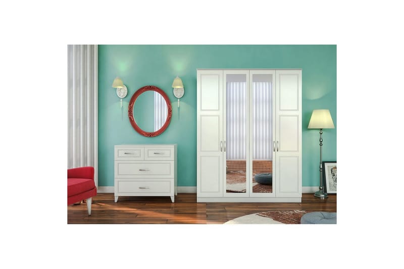 Orlenis Garderob 140x184 cm - Matt Vit - Förvaring - Garderober & garderobssystem