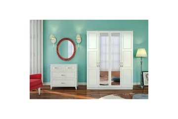 Orlenis Garderob 140x184 cm - Matt Vit - Förvaring - Garderober & garderobssystem