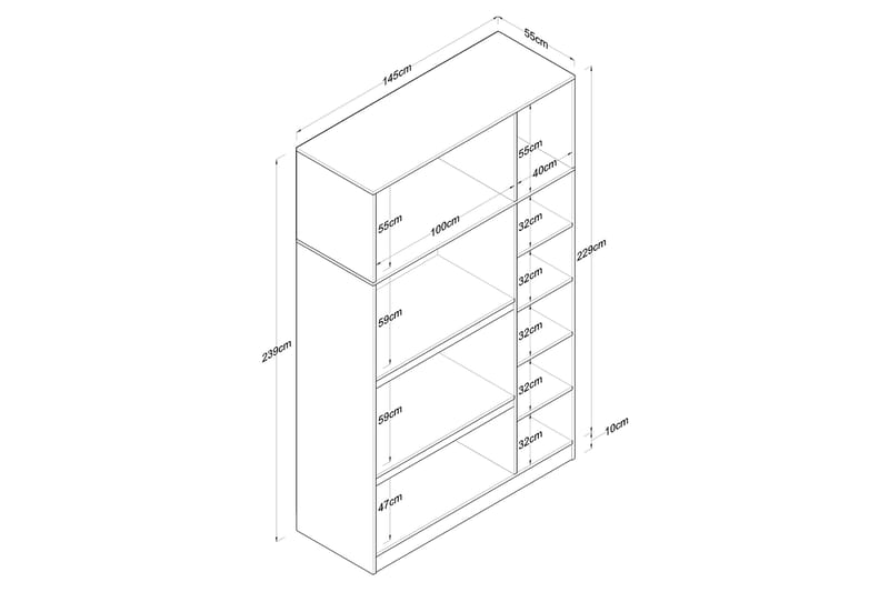 Ostin Garderob 6 Skåp 55x145 cm - Vit - Förvaring - Garderober & garderobssystem