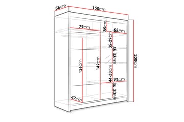Pickering Garderob 150 cm i Ljust Trä - Svart|Vit|Brun - Förvaring - Garderober & garderobssystem