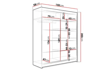 Pickering Garderob 150x200 cm - Vit - Förvaring - Garderober & garderobssystem