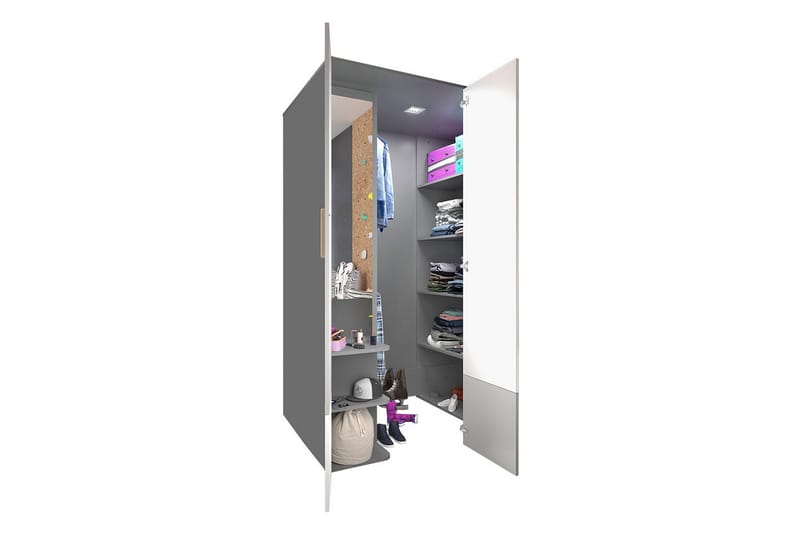 Pok Garderob 130x93x193 cm - Grå/Svart/Vit - Förvaring - Garderober & garderobssystem