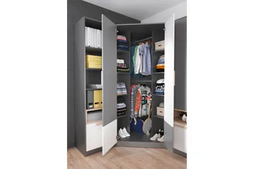 Pok Garderob 95x95x193 cm - Grå/Svart/Vit - Förvaring - Garderober & garderobssystem