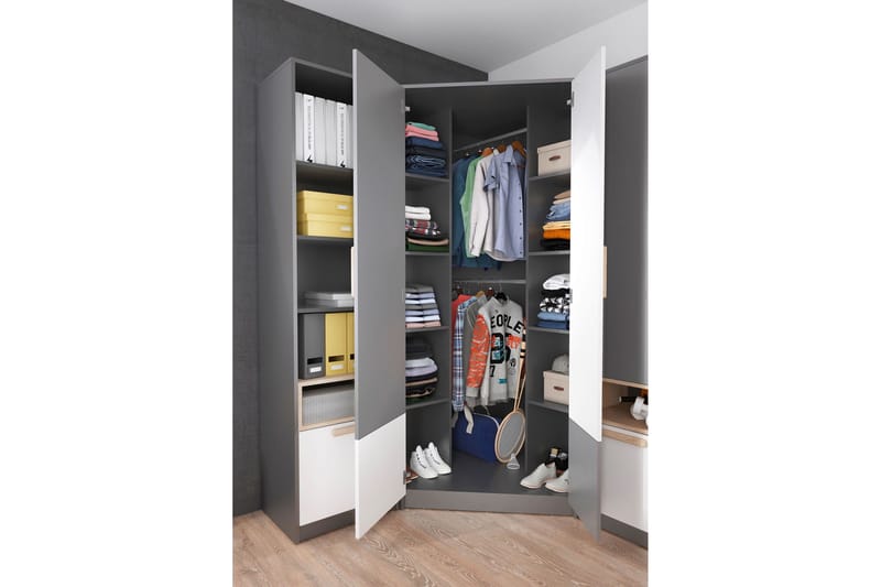 Pok Garderob 95x95x193 cm - Grå/Svart/Vit - Förvaring - Garderober & garderobssystem