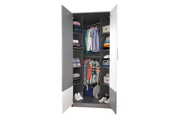 Pok Garderob 95x95x193 cm - Grå/Svart/Vit - Förvaring - Garderober & garderobssystem