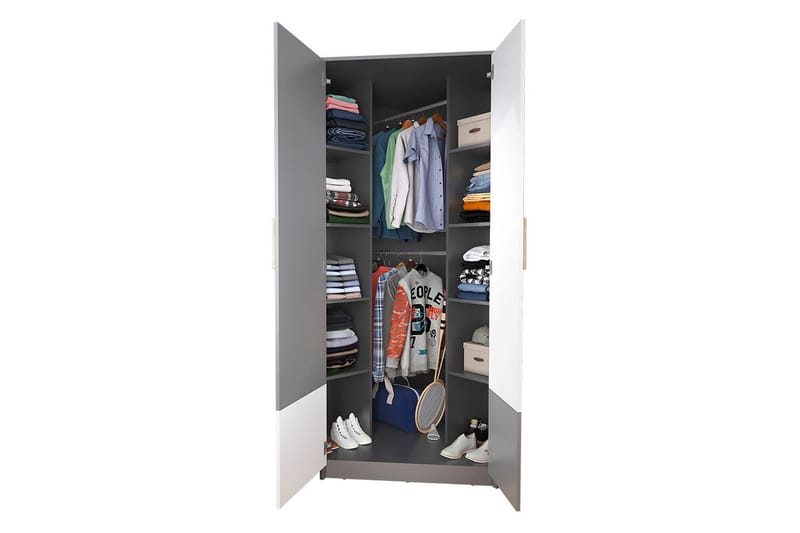 Pok Garderob 95x95x193 cm - Grå/Svart/Vit - Förvaring - Garderober & garderobssystem