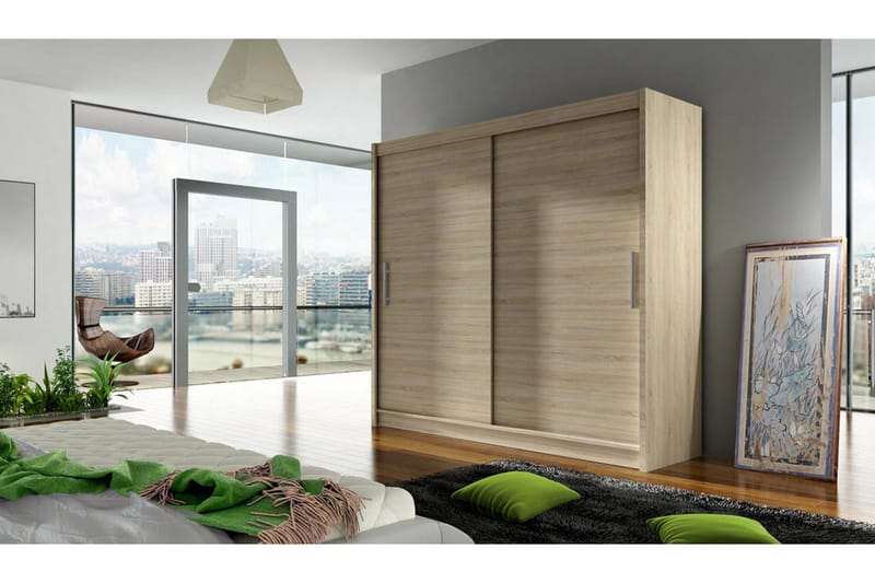 Prag Garderob 180 cm Skjutdörrar - Beige/Trä/Natur - Förvaring - Garderober & garderobssystem