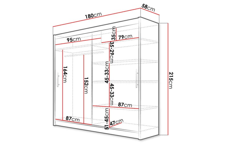 Prag Garderob 180 cm Skjutdörrar - Beige/Trä/Natur - Förvaring - Garderober & garderobssystem