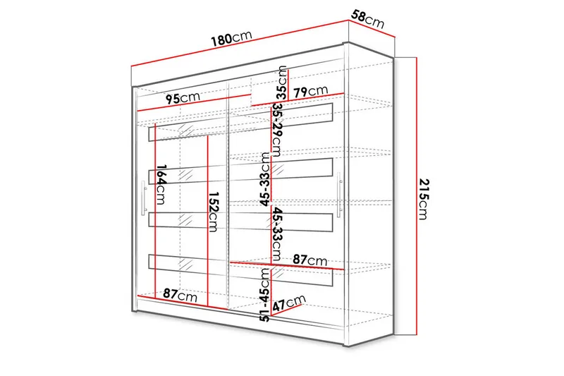 Prag Garderob 180x215 cm - Vit - Förvaring - Garderober & garderobssystem