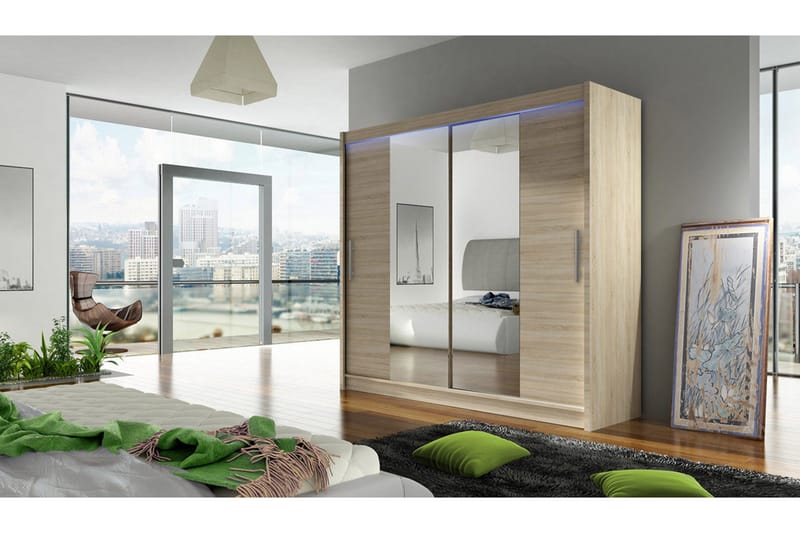 Prag Garderob 180x57x215 cm - Beige|Vit - Förvaring - Garderober & garderobssystem