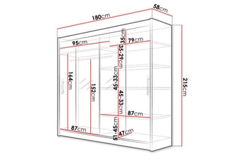 Prag Garderob 180x57x215 cm - Beige|Vit - Förvaring - Garderober & garderobssystem